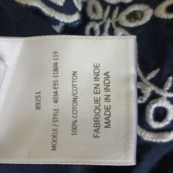 Laura Petites Navy Blue Cotton Embroidered Skirt, Size 14 - Picture 7 of 8